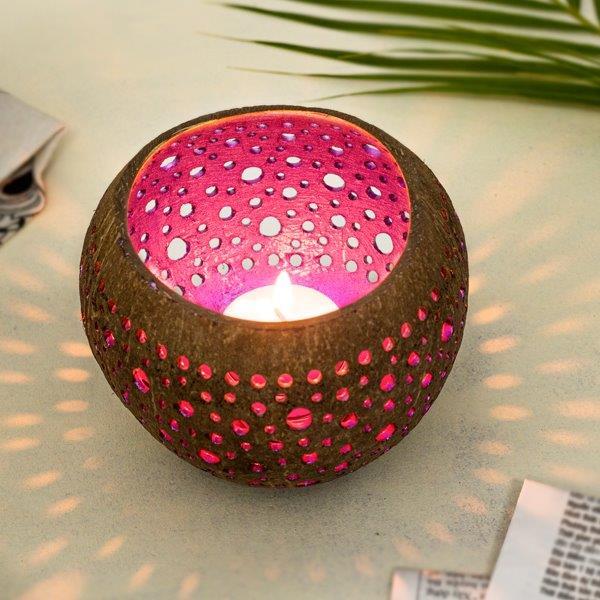 Tea light holder - pink